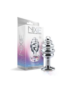 Nixie Honey Dipper Ribbed Metal Rainbow Jeweled Butt Plug - Medium